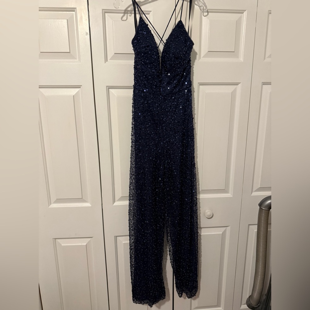 Christina Wu Midnight Sequin Jumpsuit - Picture 3 of 8